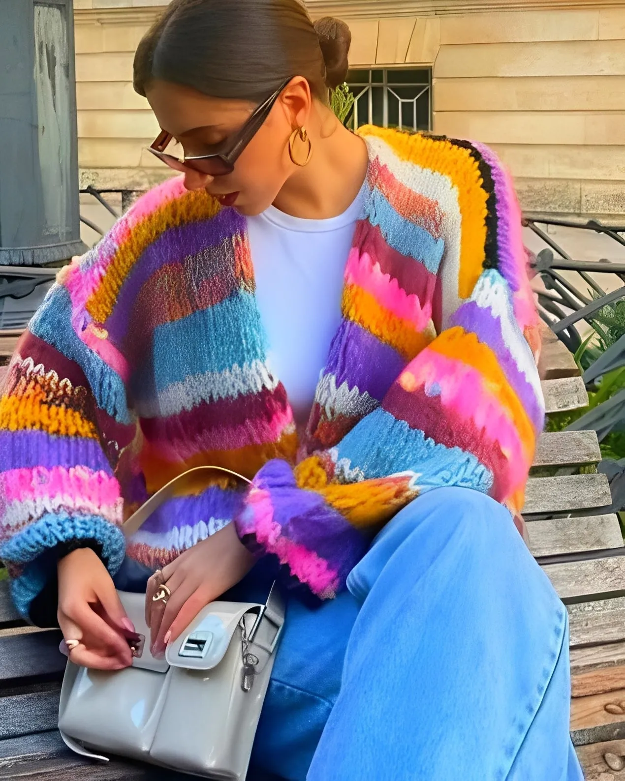 Marlee - Maglione a maglia colorato con righe per donne