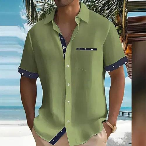 Flavus - Elegante Camicia Estiva da Uomo Maniche Corte