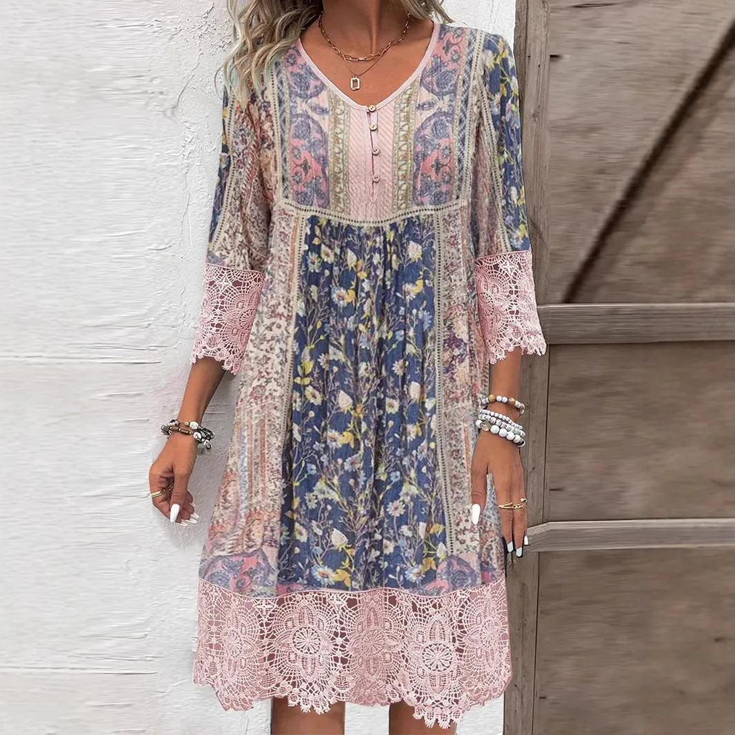 Tawny - Abito in pizzo stile bohemien per donne