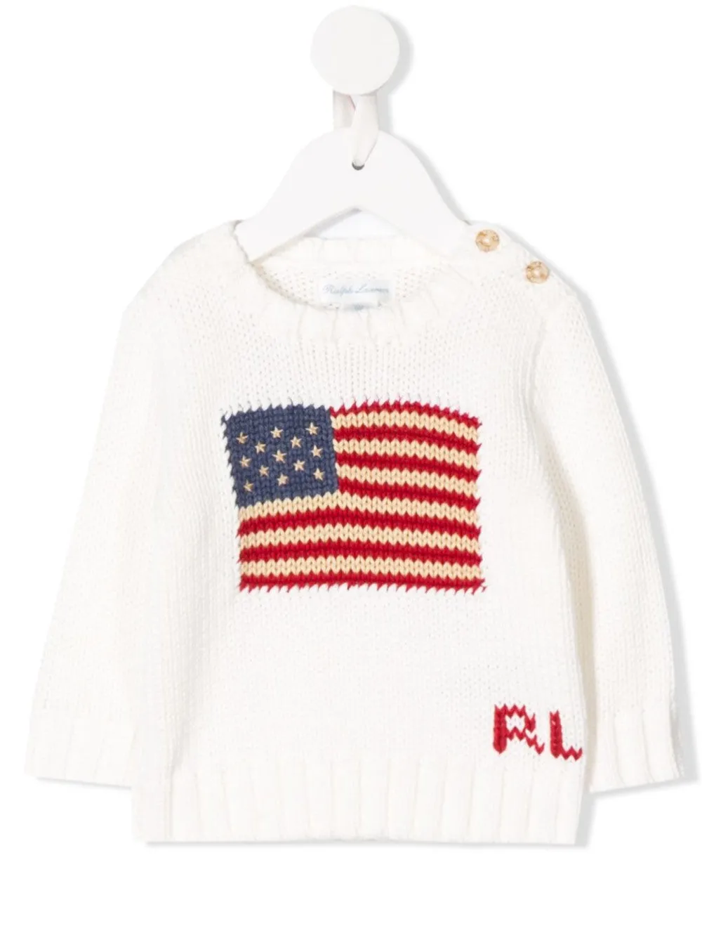 MAGLIONE CON BANDIERA AMERICANA E MONOGRAMMA RL