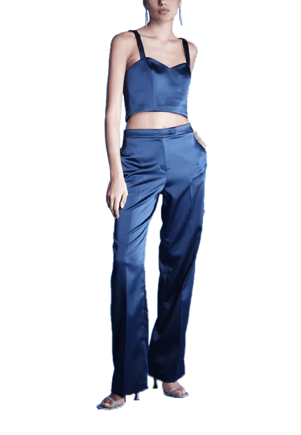 White Wise - Top corto in raso