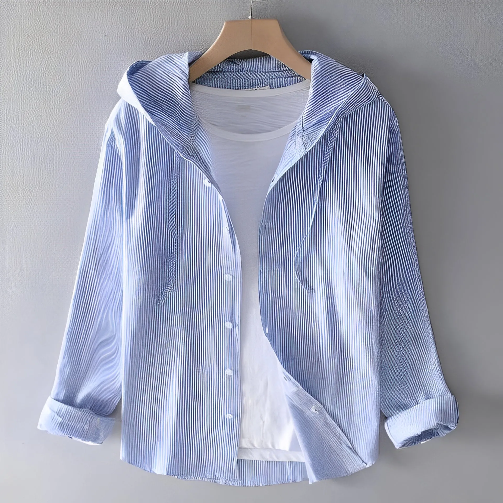 Daniel - Comoda camicia di lino con cappuccio per uomo