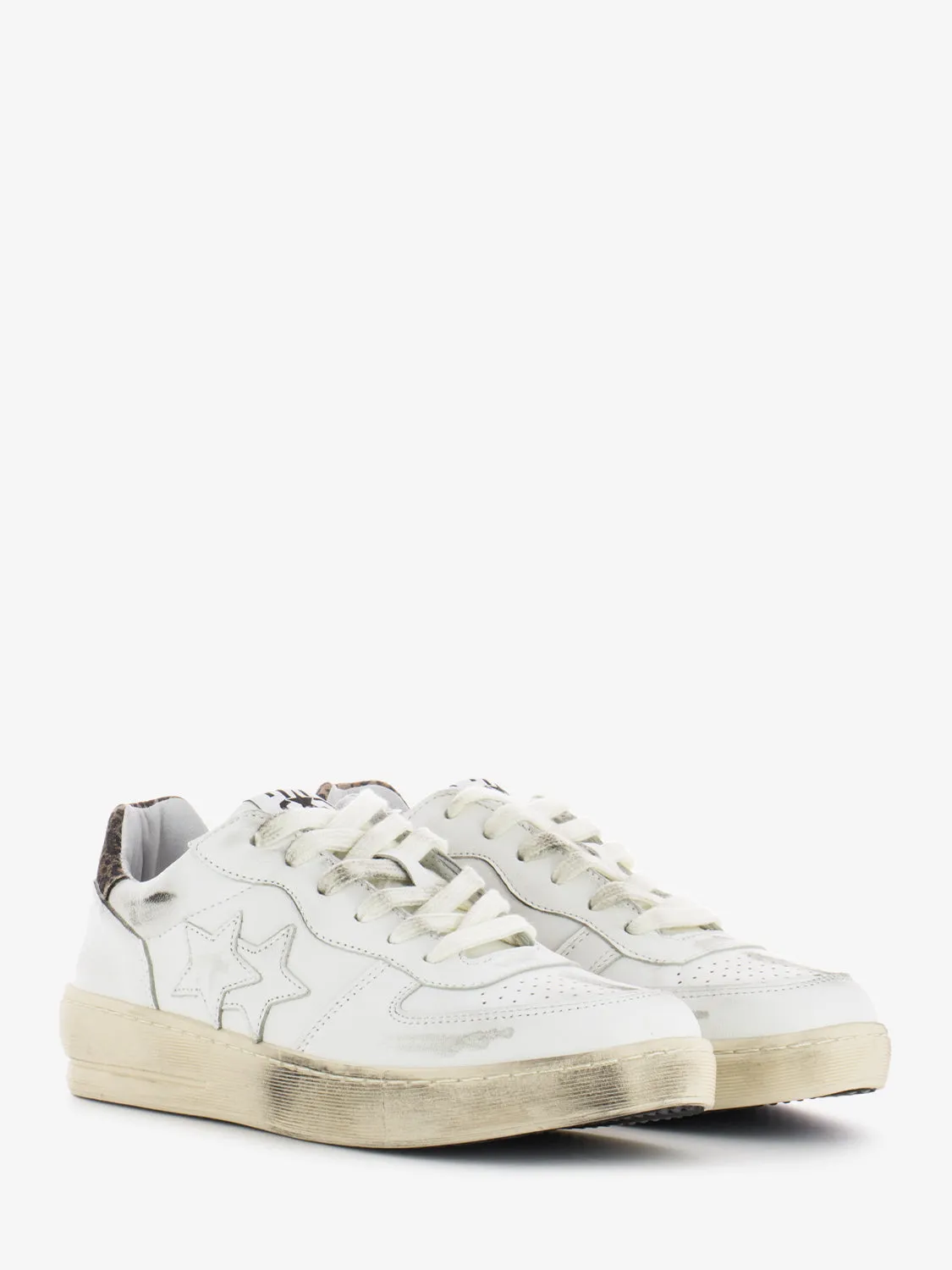 Sneakers Padel pelle bianca / leopard
