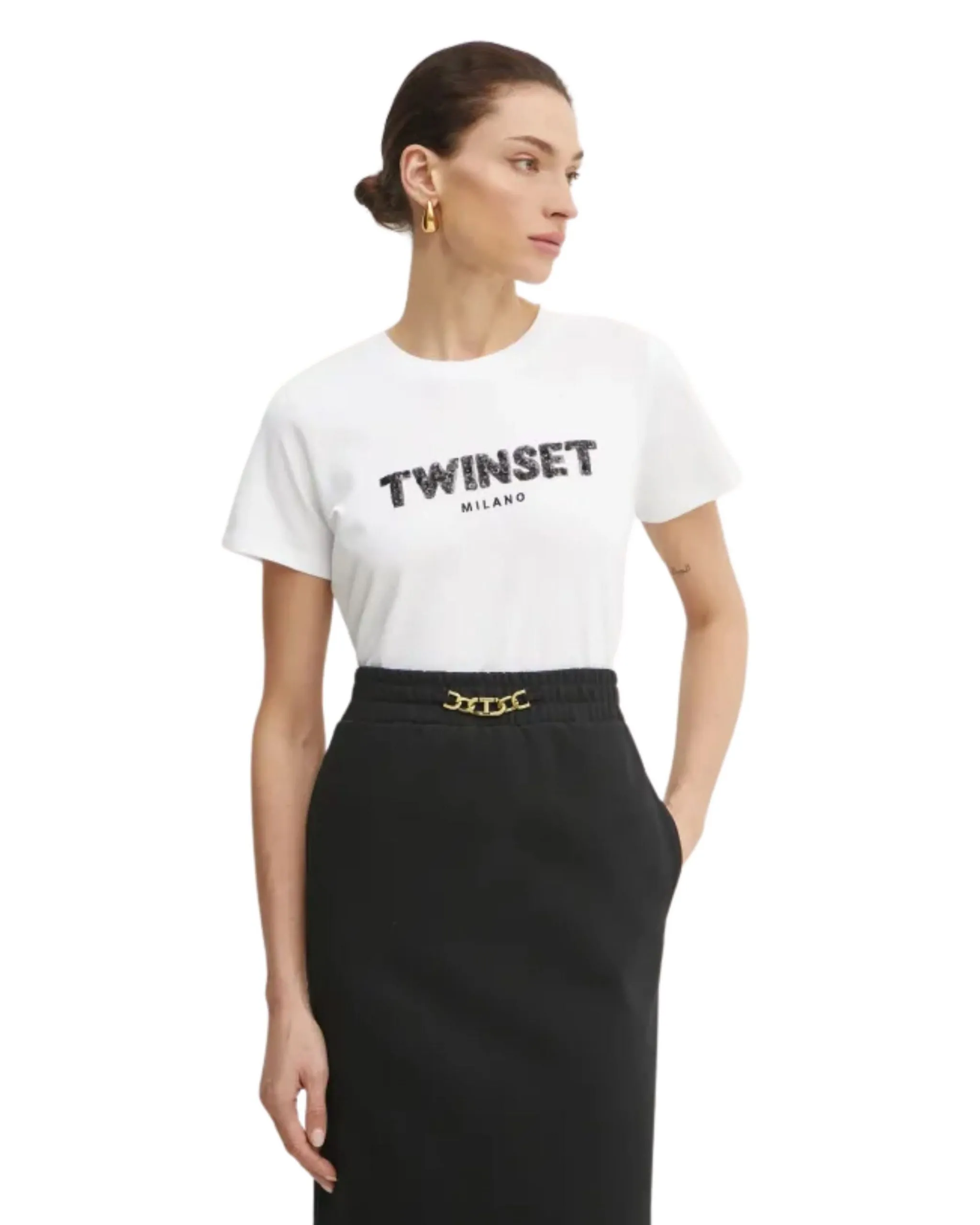 Twinset T-shirt logo con paillettes