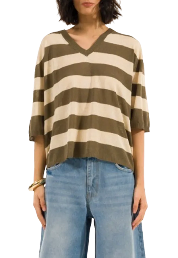 Kontatto - Scollo V Righe Manica Corta