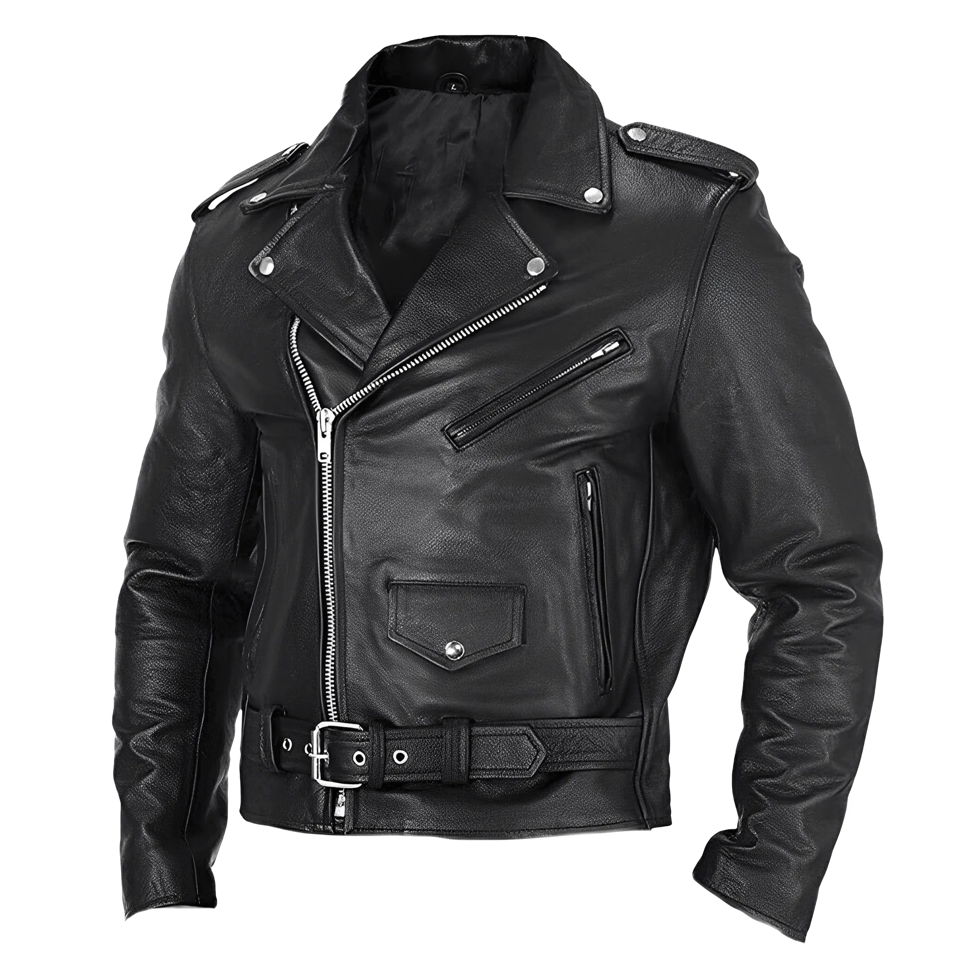 Brandon - Giacca in pelle elegante con diverse tasche per uomini