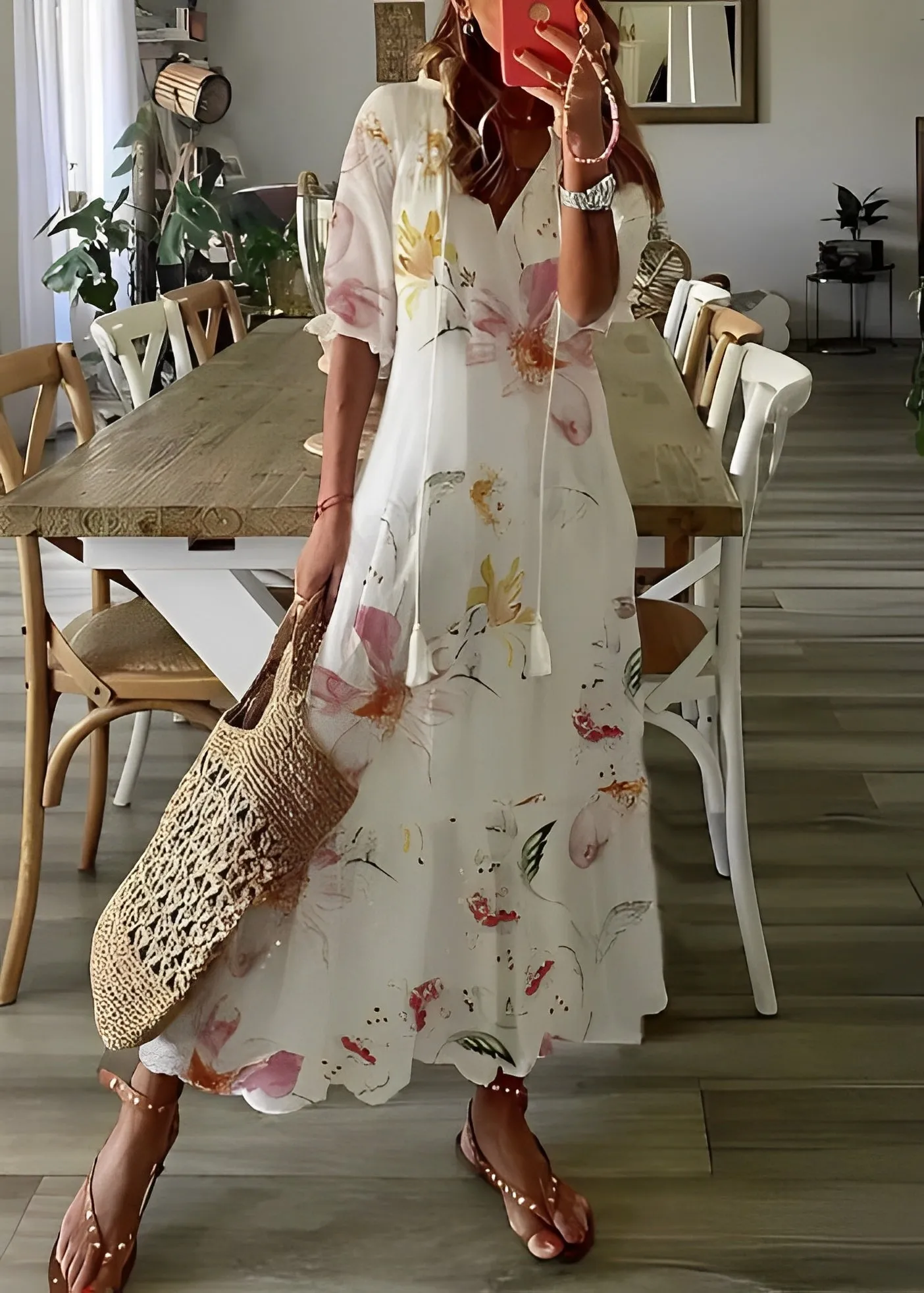 Georgina - Abito a linea con motivo floreale per donne