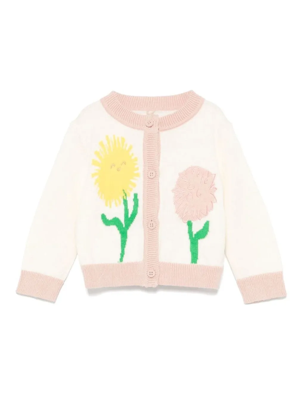 CARDIGAN CON FIORI A CONTRASTO