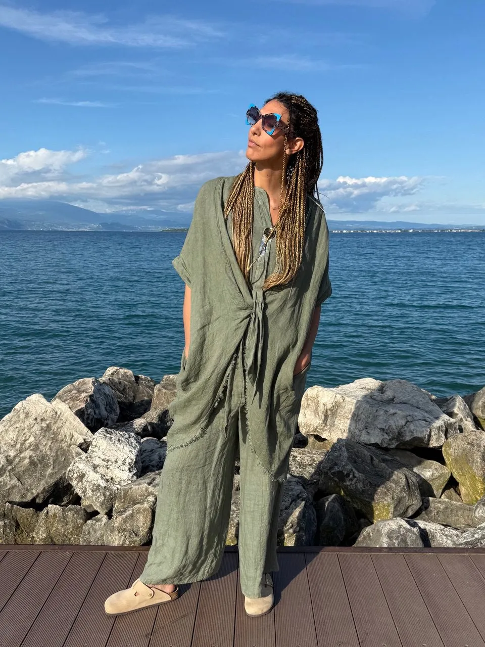 SPOLVERINO NODO VERDE MILITARE IN LINO