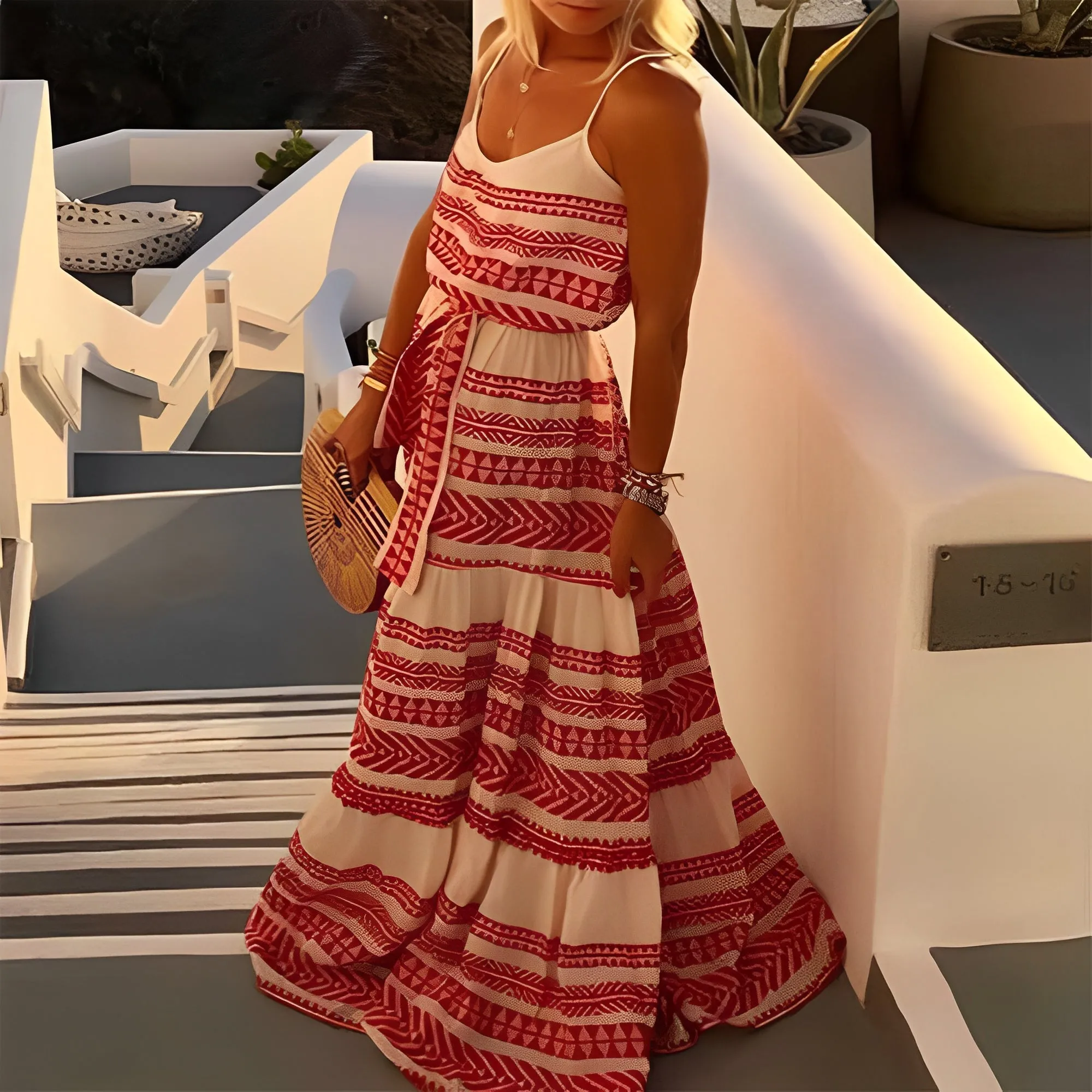 Elodie - Abito da spiaggia per donne con stampa Boho