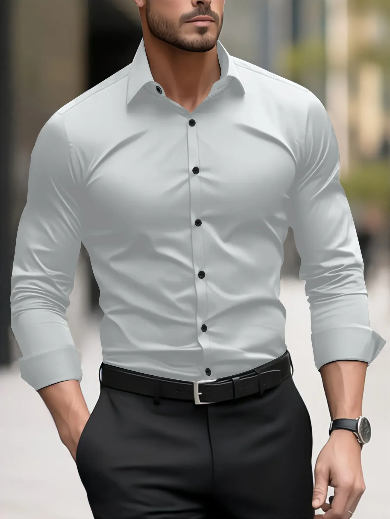 Thomas - Camicia business casual con colletto a revers per uomo