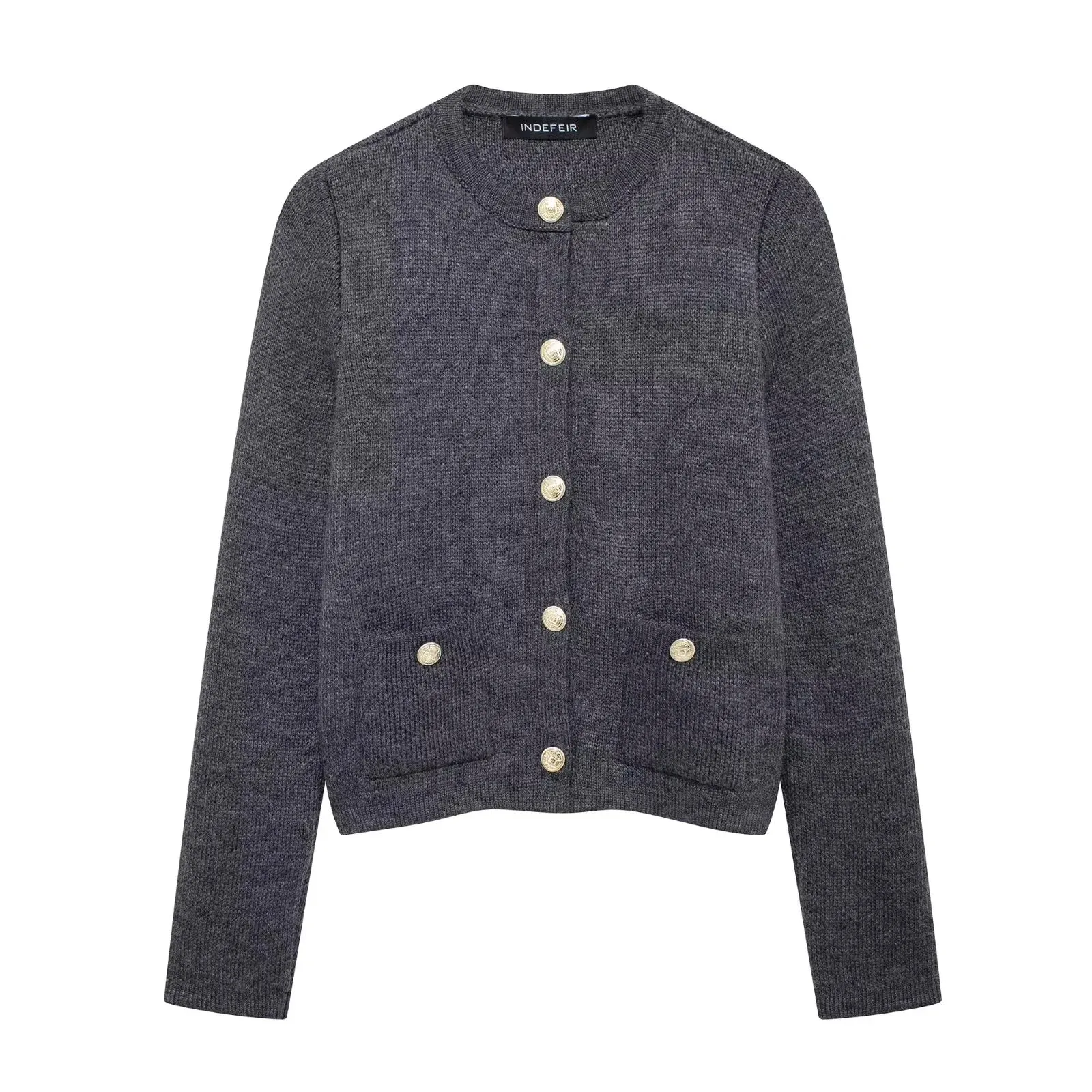 Zinnia - Cardigan casual con bottoni dorati per donne