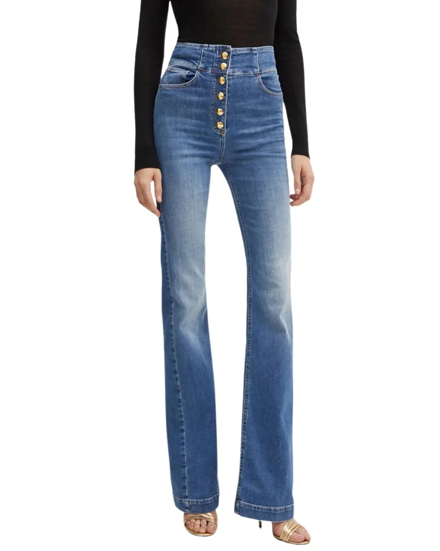 Jeans Elisabetta Franchi zampa con bottoniera
