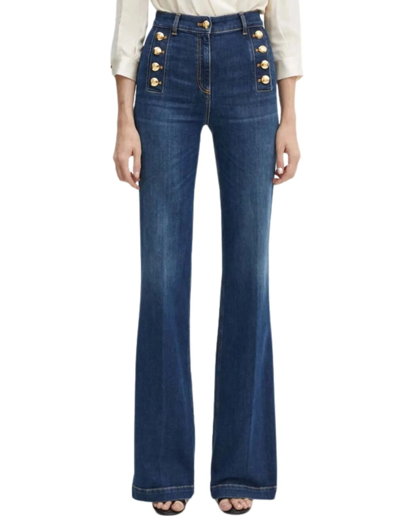 Jeans zampa Elisabetta Franchi con bottoniera