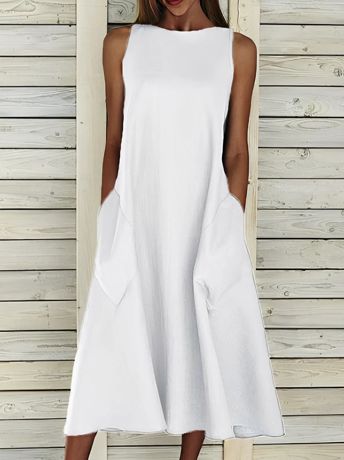 Amihan - Abito in cotone tinta unita