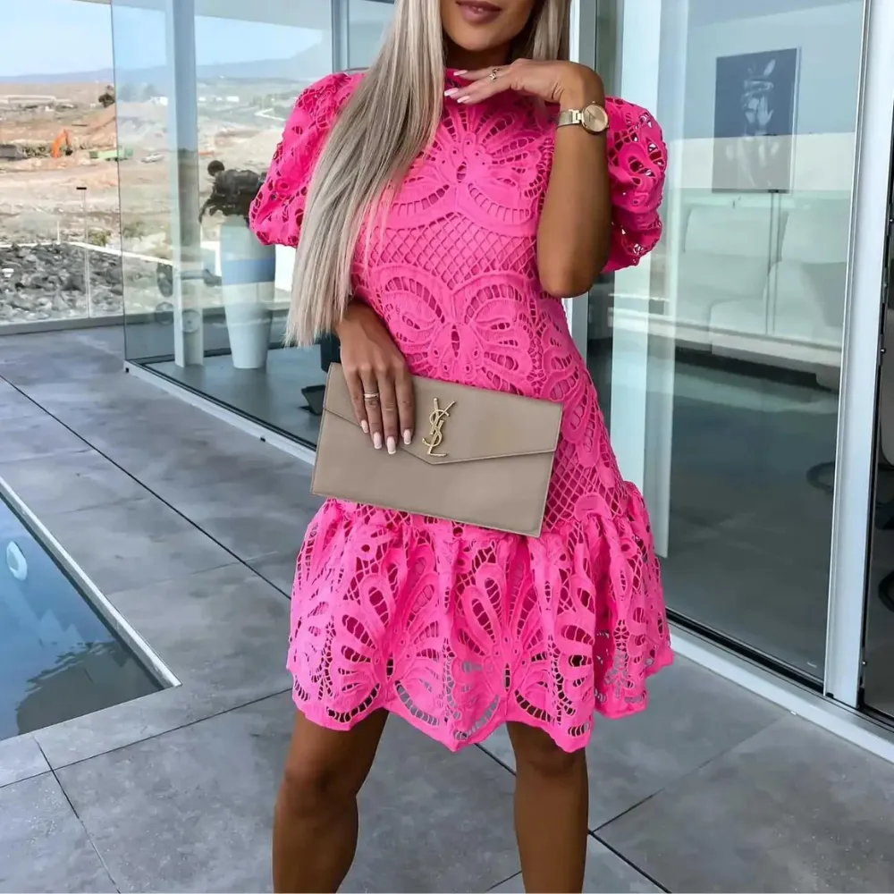 Aira - Camicetta in Pizzo, Maniche Corte a Palloncino, Linea ad A