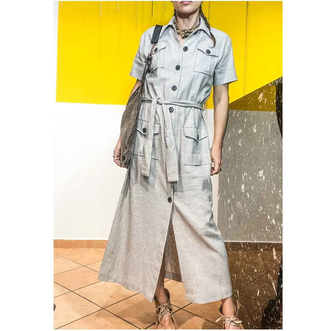 CORNELY- Abito Lungo in Lino Misto Viscosa - Allez les Moeufs