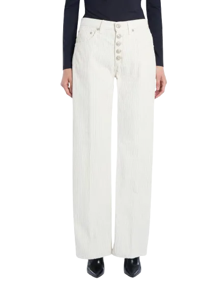 Dondup - Pantaloni Jacklyn wide leg in velluto a coste