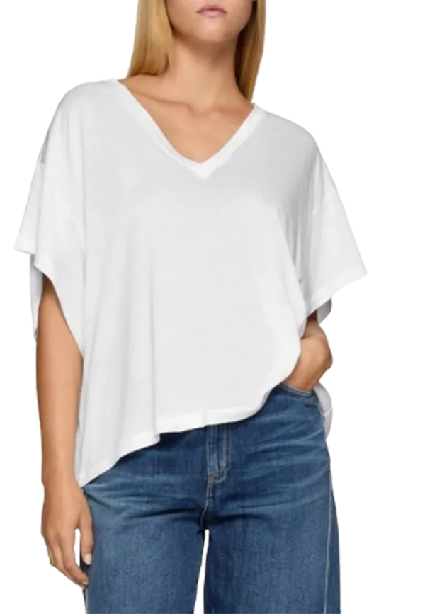 Dondup - T-shirt scollo V regular in modal e seta