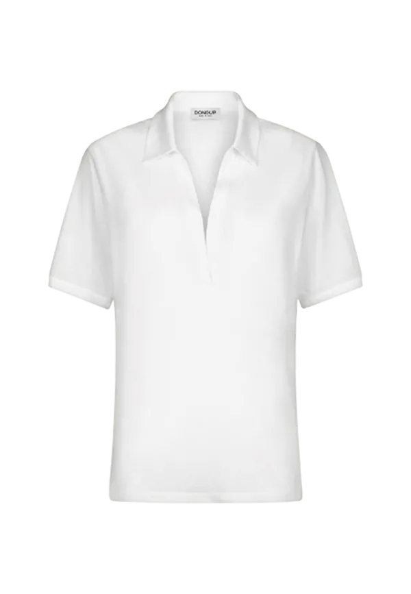 Dondup - Polo scollo V regular in modal e seta