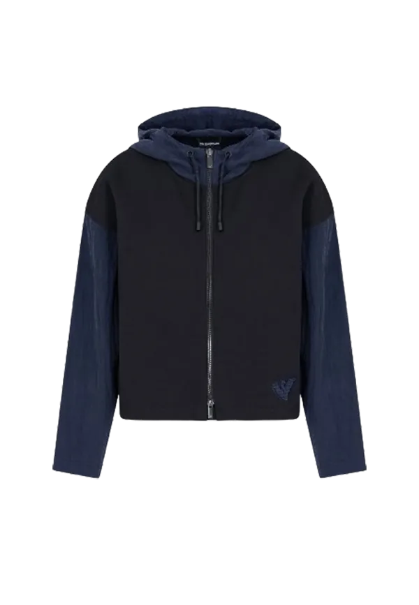 Giorgio Armani - Blouson con zip e cappuccio in jersey interlock