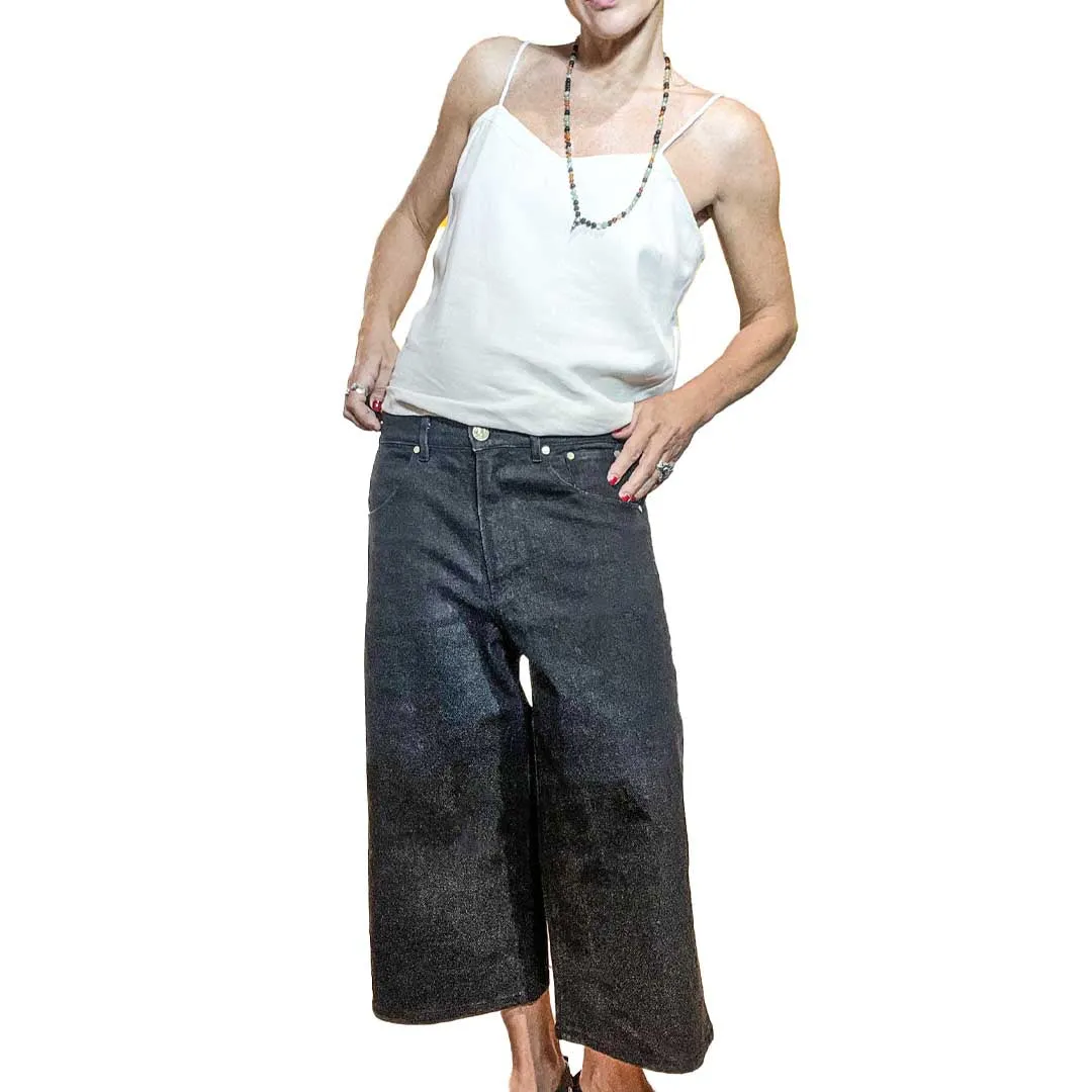 GILI skater - Jeans cropped -nero scolorito- stretch