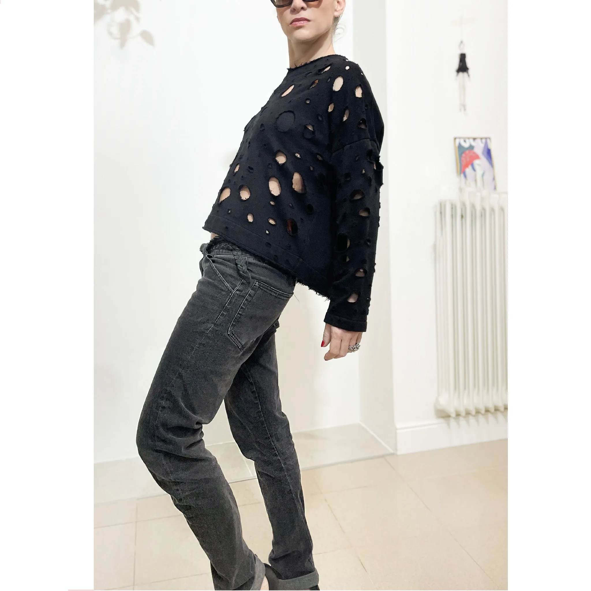 GRIN - Jeans boyfriend slim fit -nero lavato