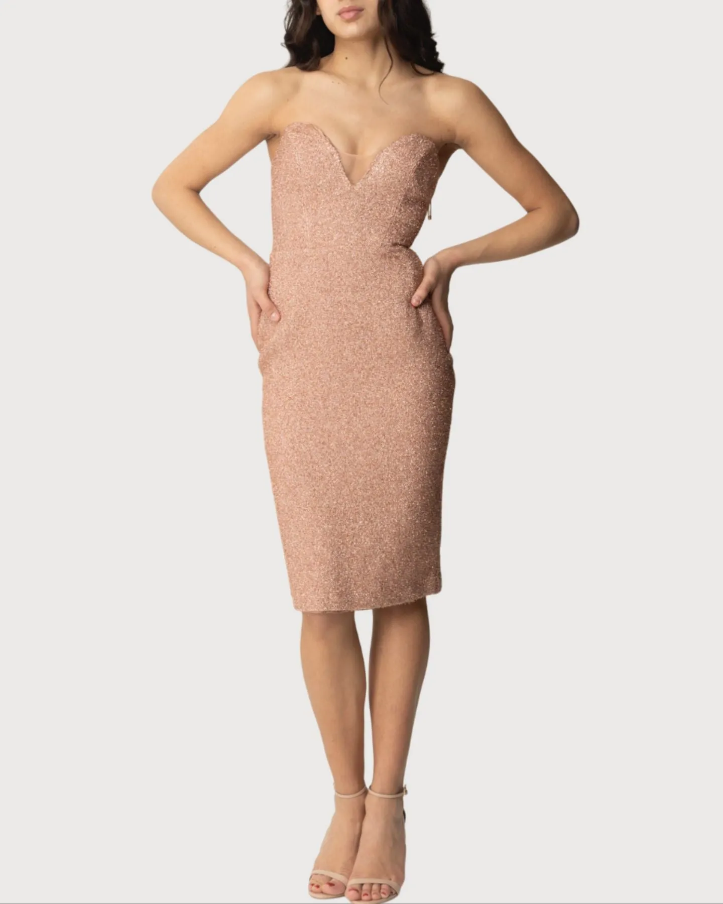 Abito Elisabetta Franchi tubino elegante rosa glitter