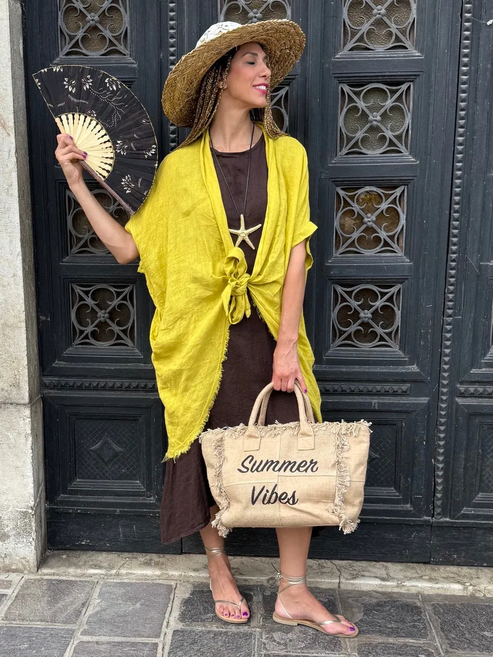 SPOLVERINO NODO MOSTARDA IN LINO