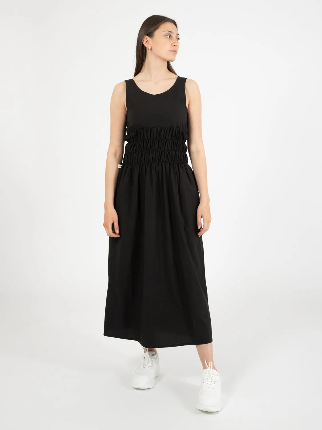 Abito lungo arricciato nero