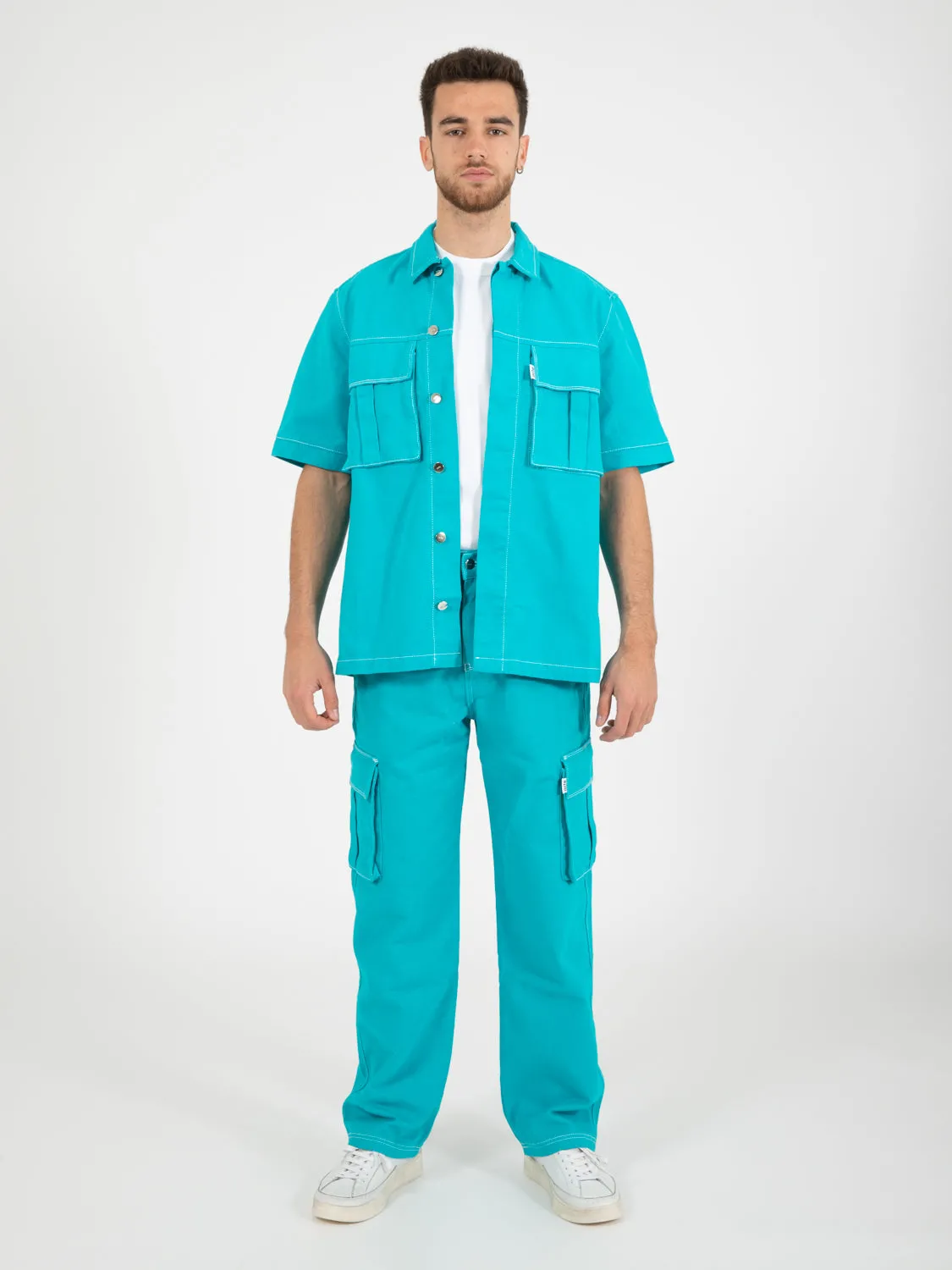 Shirt Peter detail pocket lake blue