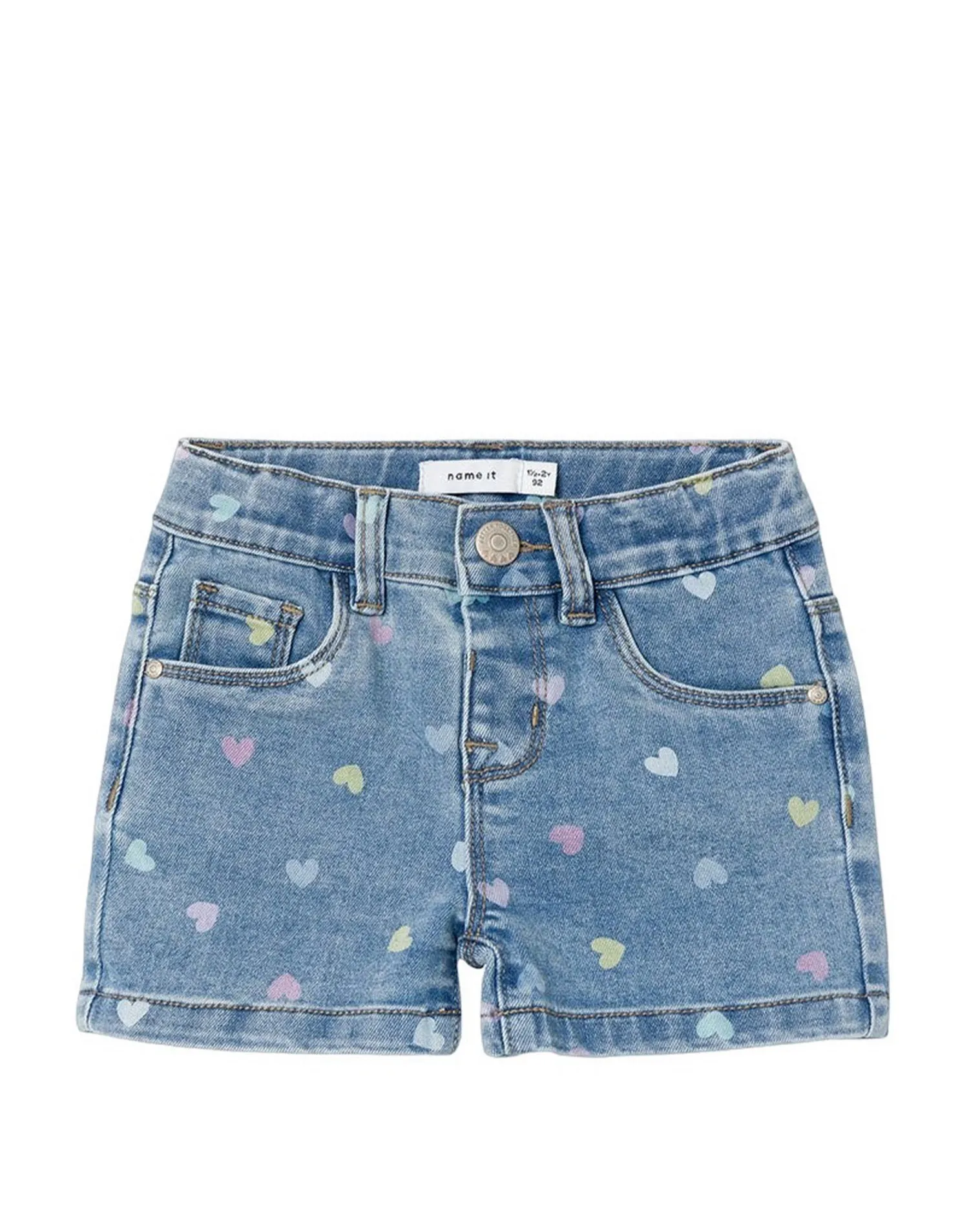 SHORTS IN DENIM CON CUORICINI COLORATI