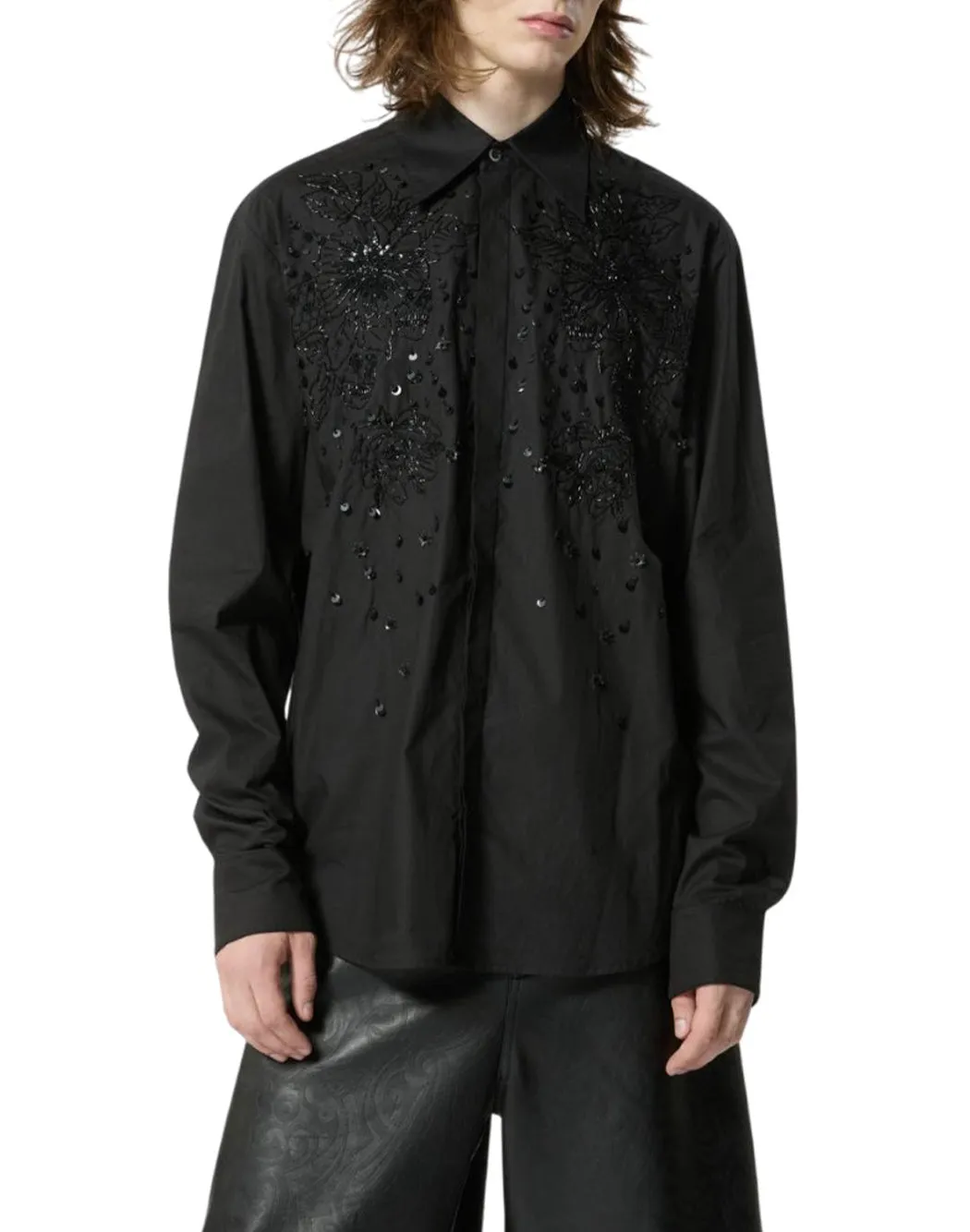 CAMICIA CON RICAMO E PAILLETTES