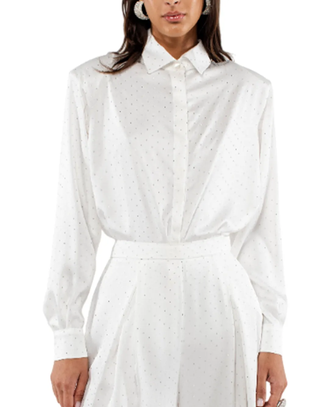 CAMICIA IN SATIN CON MINI STRASS