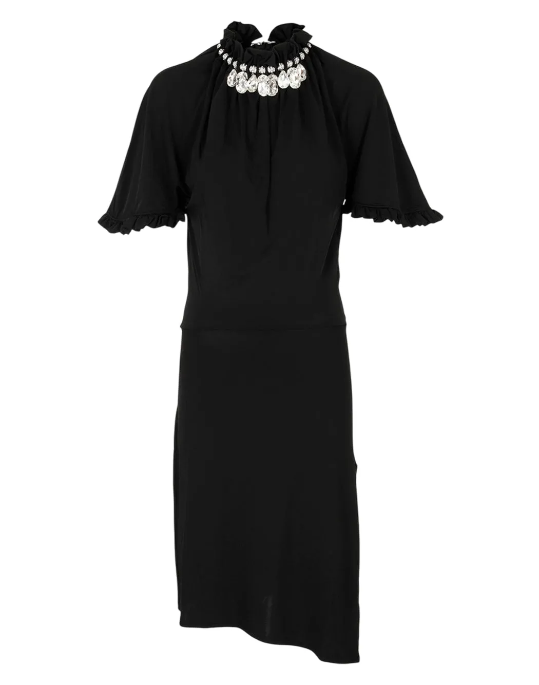 VESTITO MIDI NERO CON COLLANA GIOIELLO