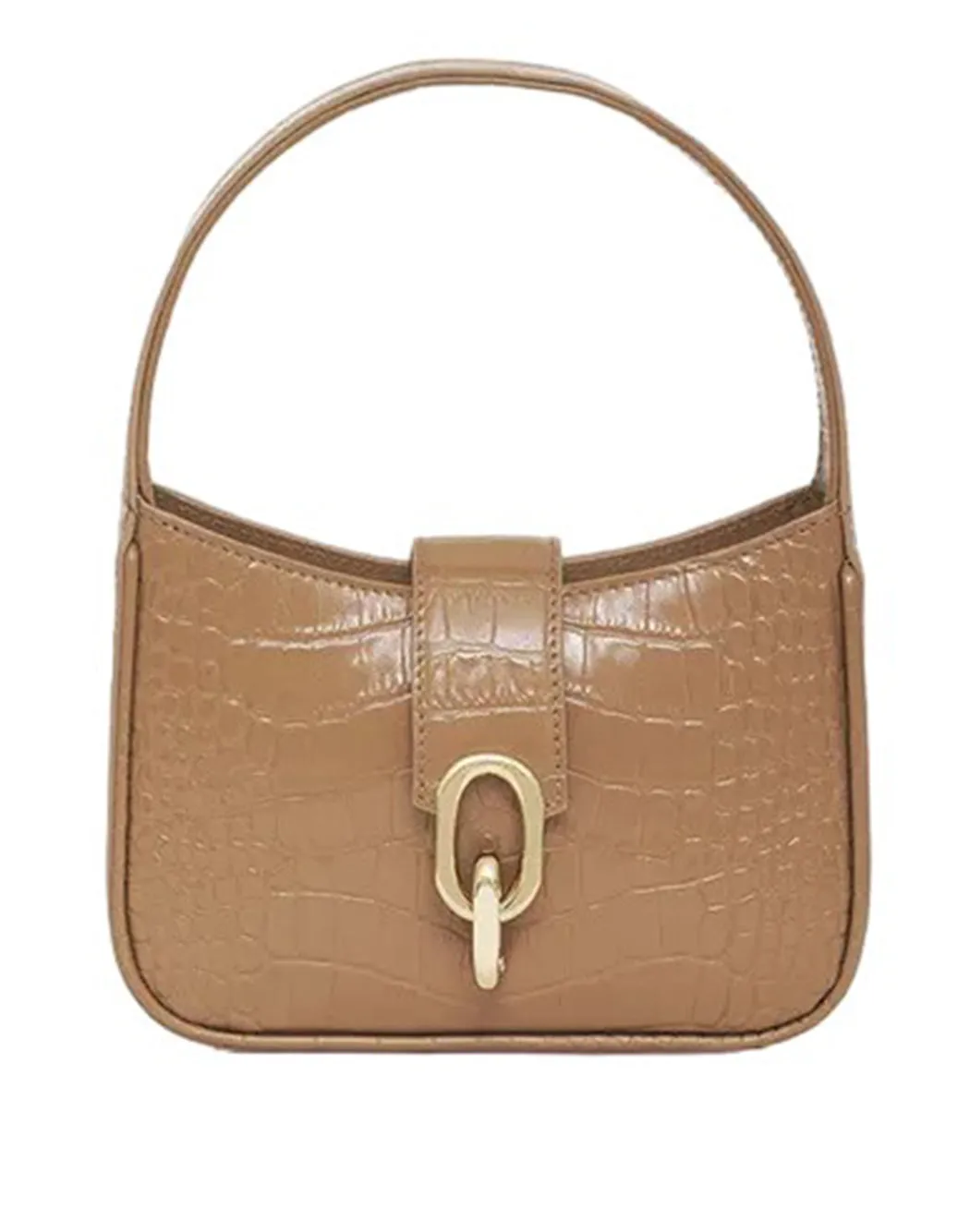 BORSA A MANO CON FIBIA TEXTURE IN RILEVO COCCODRILLO