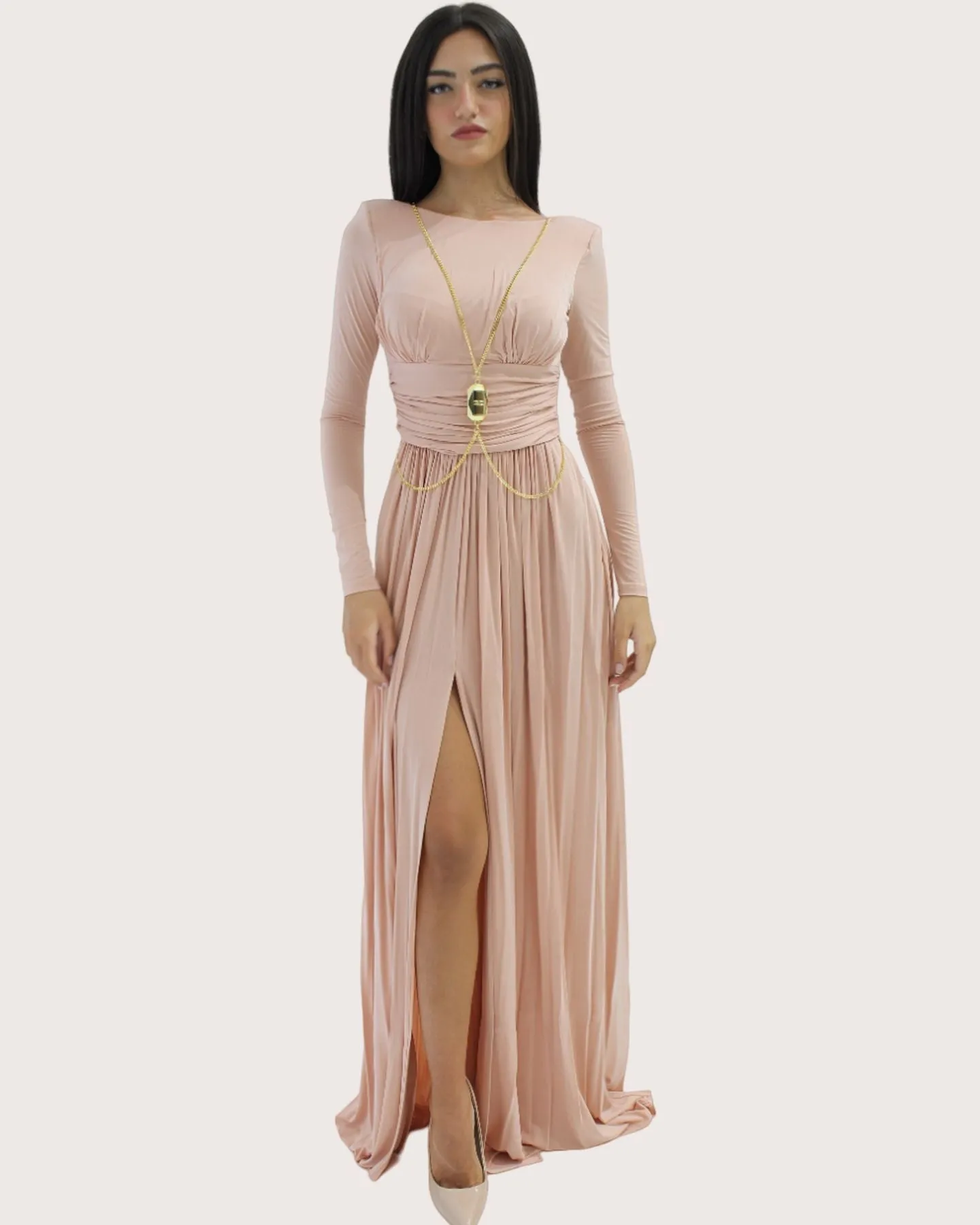 Abito lungo elegante rosa