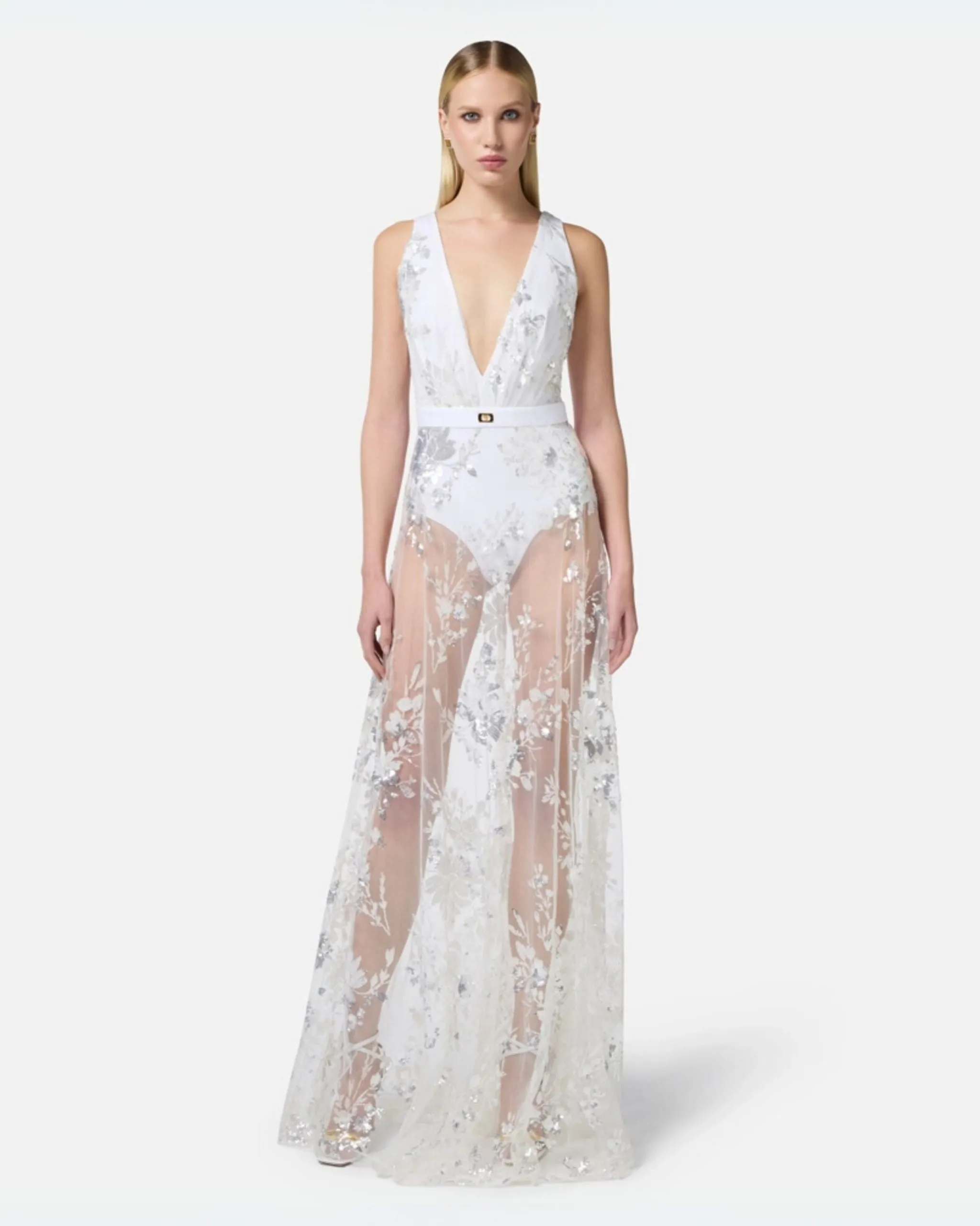 Elisabetta Franchi Abito Red Carpet in tulle e paillettes