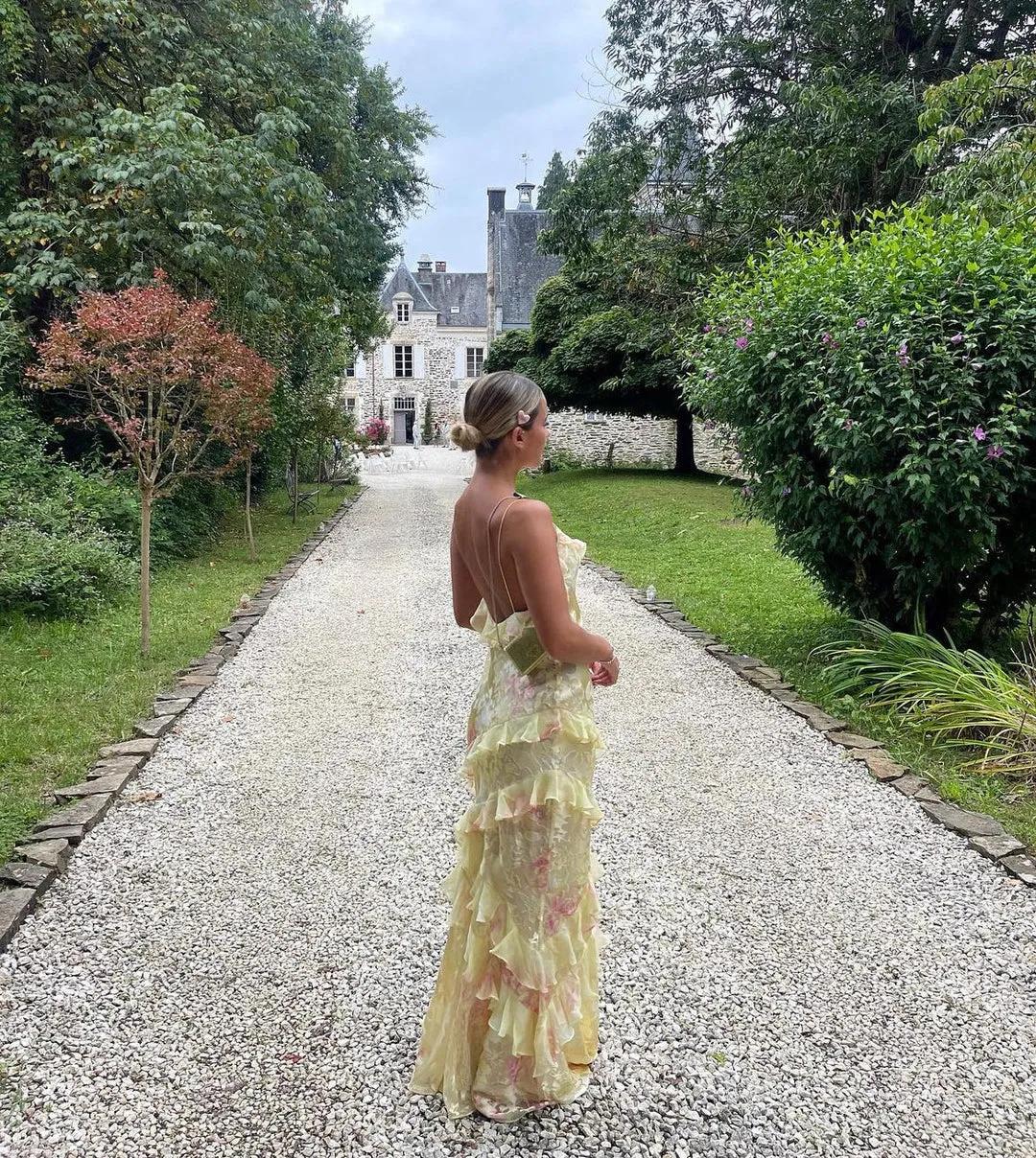 Gudrun - Romantico abito lungo da donna con rouches