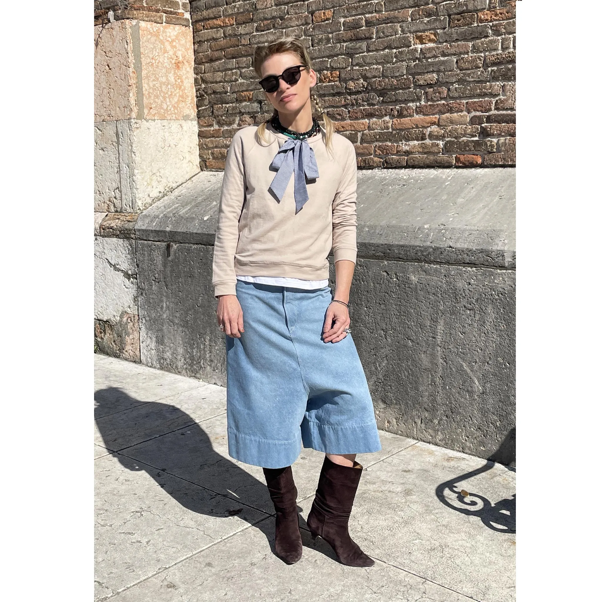 MAGENTA - Felpa con fiocco in cotone a righe