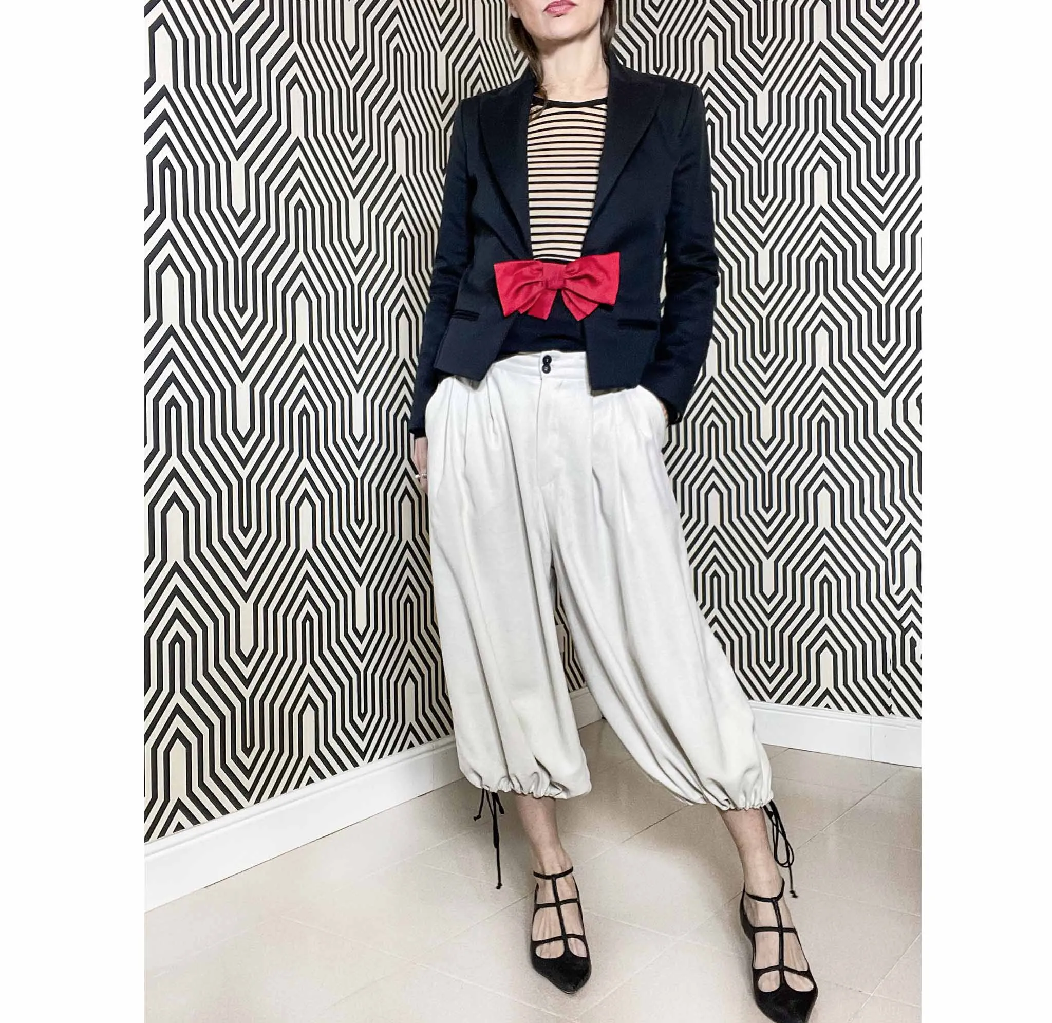 EYES - GIACCA blazer  1 bottone nero - con fiocco staccabile--non in saldo