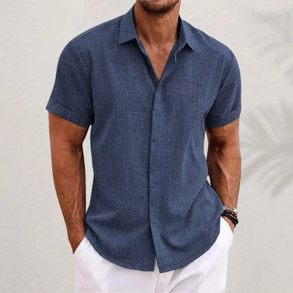 Oberon - Camicia di Lino a Maniche Corte da Uomo