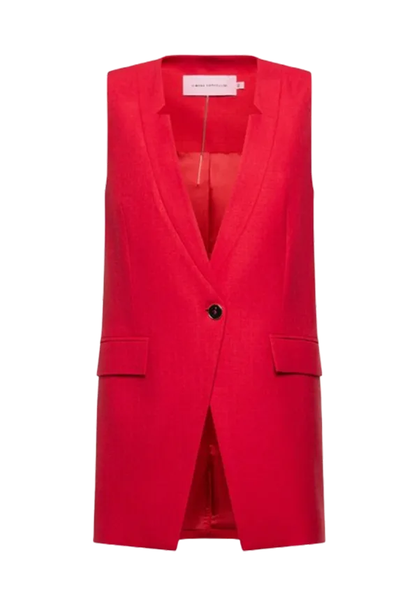 Simona Corsellini - Gilet in tramato luxury con rever ad intarsio