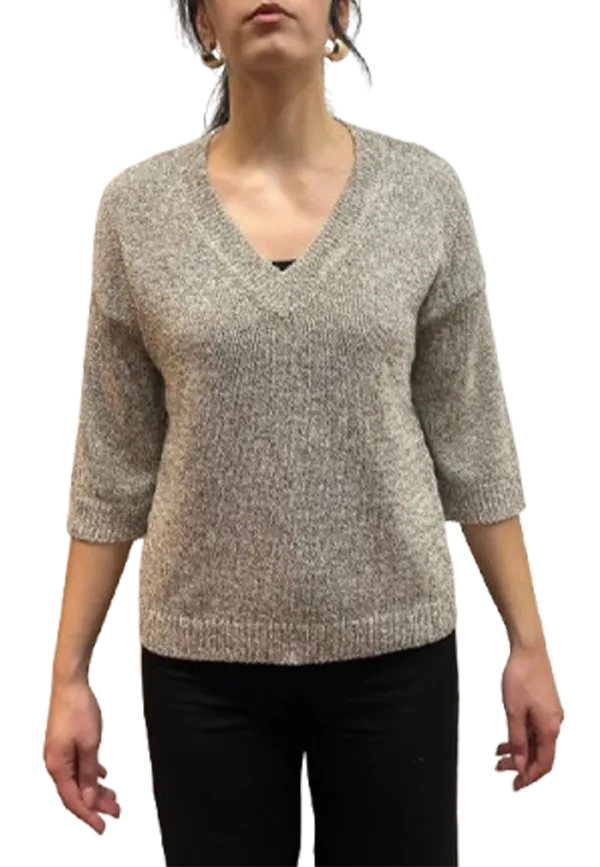 Kangra - Maglia scollo V con paillettes