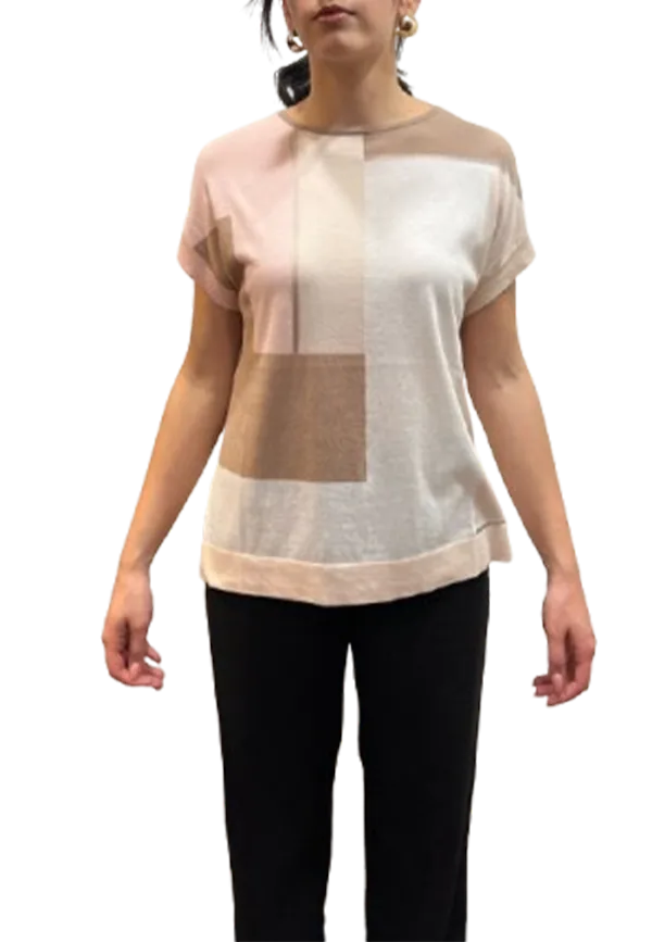 Kangra - Maglia over smanicata motivo geometrico