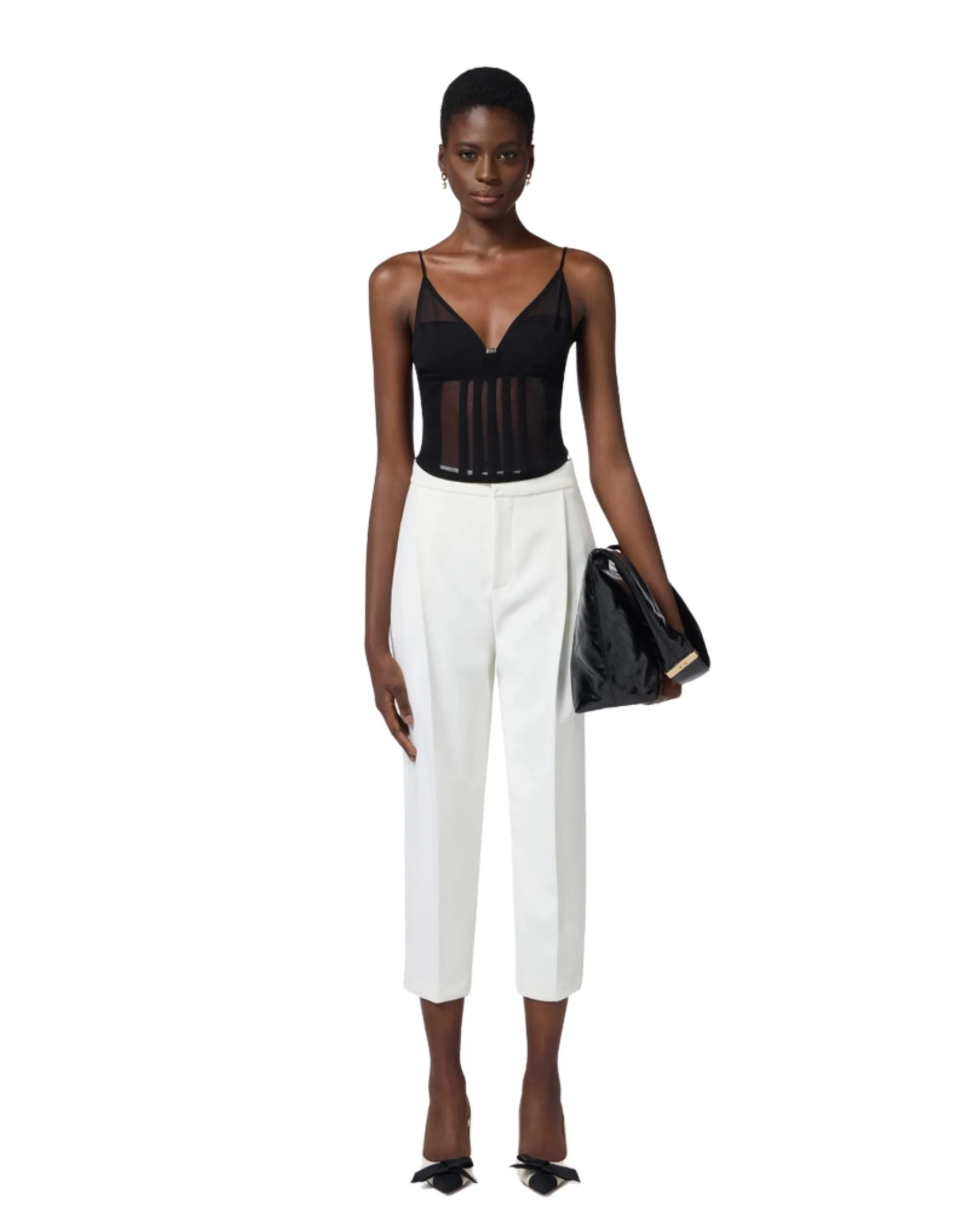 Elisabetta Franchi Pantalone cropped con pinces