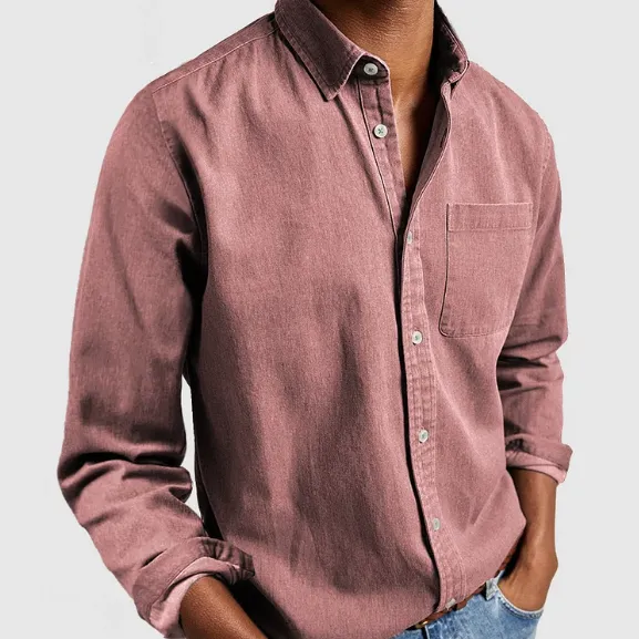 Kael - Camicia Jeans Casual da Uomo Miscela Morbida