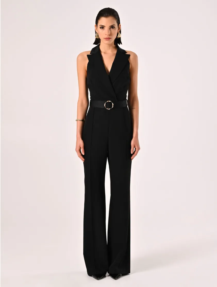 Tuta Nera con Revers in Tessuto Tecnico - Rinascimento