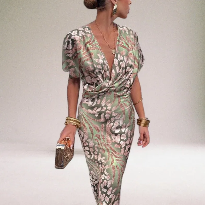 Teodora - Glamouroso Abito Lungo con Scollo a V per Donne