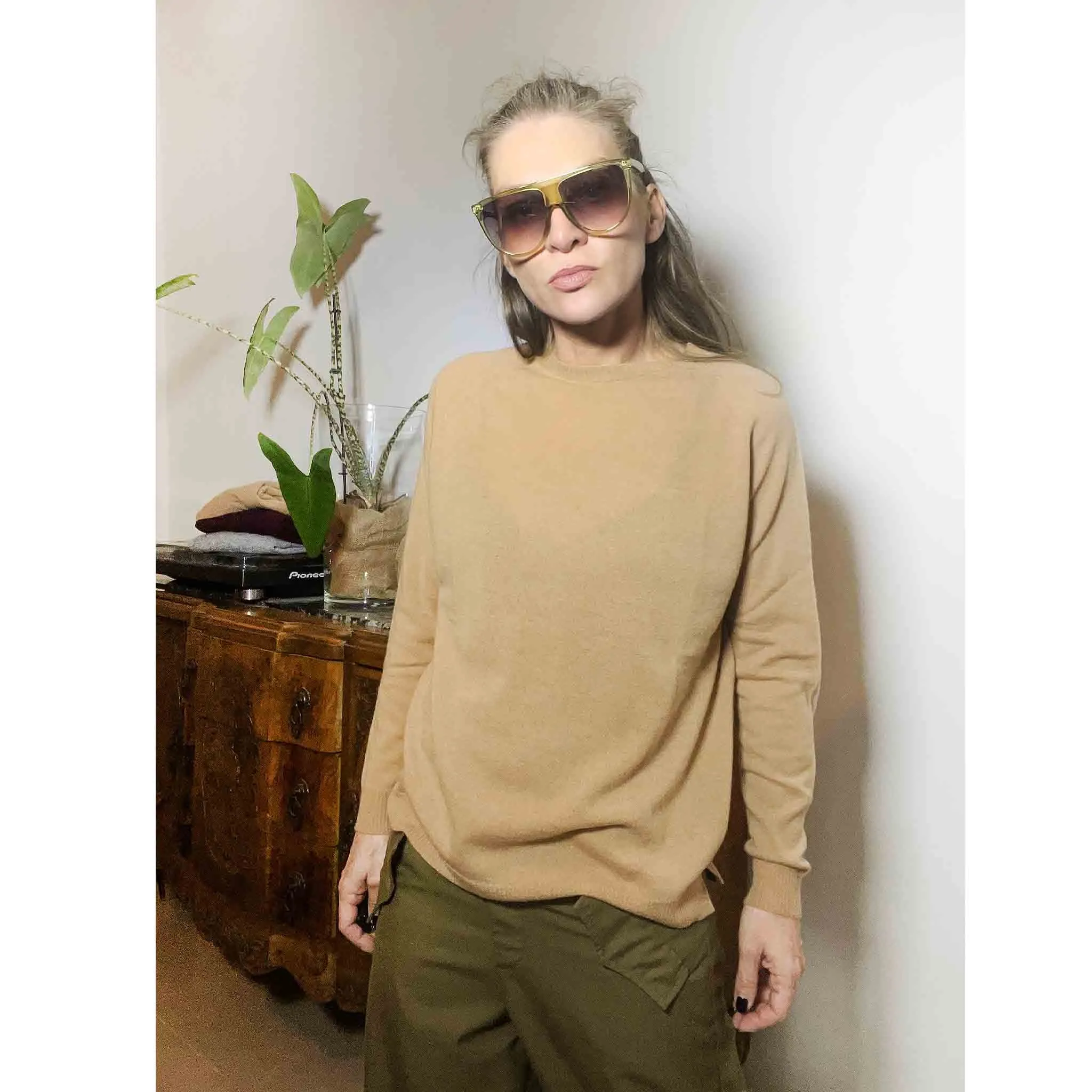 TESSA - Maglia 100 % lana girocollo -raglan